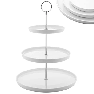 Image of Nyxi Cake Stand Afternoon Tea 3 Tier White Ceramic Porcelain Round Display with Gift Box NY5