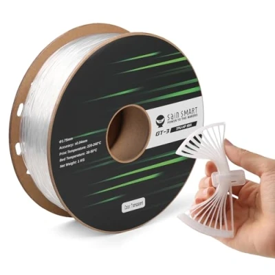 Image of SainSmart TPU Filament 1.75mm, GT 3 Flexible 3D Printer for High Speed Printing 500mm/s, UV Resistant, Clear, 2.2 LBS (1KG) Spool, Dimensional Accuracy +/ 0.04mm
