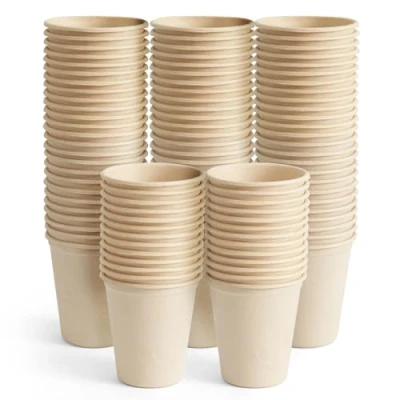 Image of HAAGO 300 Biodegradable Sugarcane Cups Eco Friendly &amp; Compostable, for Cold Drinks at BBQs, Outdoor Events, Picnics 370ml