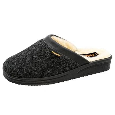 Image of Fischer Andy, Men&#039;s Open Back Slippers, Black (Anthrazit 205), 11.5 UK (46 EU)