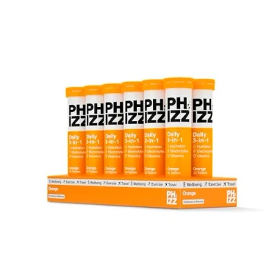 Image of Phizz Electrolytes, Multivitamin &amp; Hydration Tablets 240 Effervescent Rehydration Electrolyte 18 Vitamins Minerals, Vitamin C, Vegan, Vegetarian Low Calorie (Orange, Tablets)