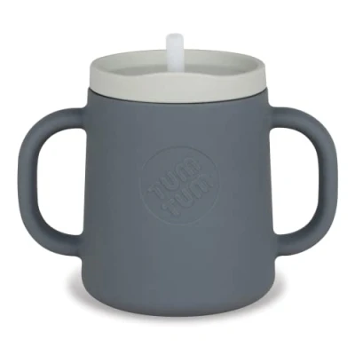 Image of TUM 3 Way Silicone Baby Training Cup Designed with Feeding &amp; Speech Therapist Three in one Free Flow Straw Cup, Transition and Open for 6 Months Plus, 180ml, Grey