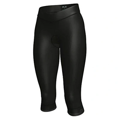 Image of Alé Cycling Women&#039;s Solid Classico 3/4 Tights, Black/Charcoal Grey, M