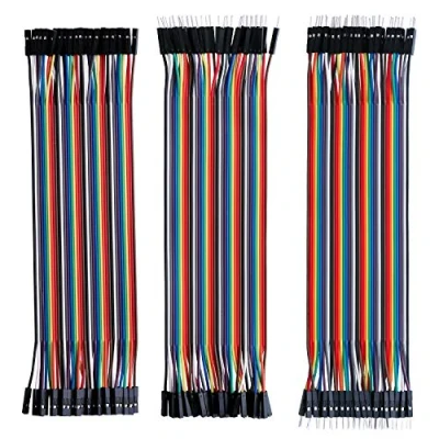Image of Electrones 120pcs Multicolored Dupont Wire,Jumper Wires,Dupont Breadboard Ribbon Cables,40pin Male to Male,40pin Female Female,40pin Jumper Cables Kit,Compatible for