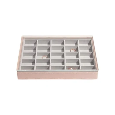 Image of Stackers Blush Pink Classic Medium Jewellery Box Trinket Layer with Acrylic Lid