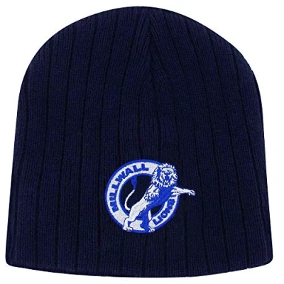 Image of Millwall F.C. Lions Embroidered Football Beanie Hat (100% Acrylic) Navy Blue