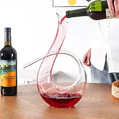 Image of Wine Decanter 100% Lead Free Crystal Glass Carafe Hand Blown Red (6)