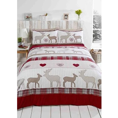 Image of Rapport Duvet Cover, 100% brushed cotton, Red, Double