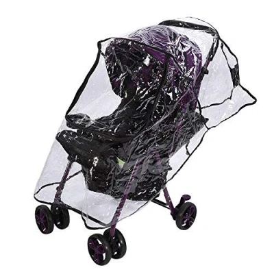 Image of Clear Rain Cover for Stroller, Infant Baby Stroller with Zippers Wind Snow Dust Transparent Shield Pram Pushchair Breathable Accessories