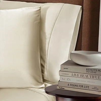 Image of Scotland Premium Rayon from Bamboo Solid 2 Piece Pillowcase Set, King, Ivory