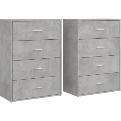 Image of vidaXL Concrete Grey Storage Cupboard Cabinet Sideboards Modern Living Room/Kitchen/Office Furniture, Engineered Wood, 60x31x84cm, 2 Pack