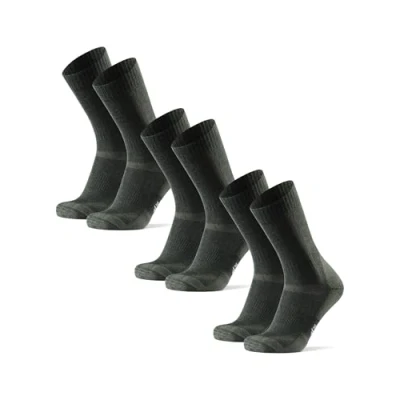 Image of DANISH ENDURANCE Hiking Socks, Breathable Merino Wool Walking Anti Blister Cushioning, Unisex, 3 Pack, Forest Green, 13 15