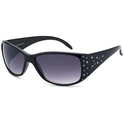 Image of styleBREAKER Ladies Round Sunglasses Frameless with tinted diamond cut lenses, Embossed temples, Polygonal lenses 09020118, Colour:frame gold/glass blue pink gradient