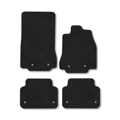 Image of Car Mats Compatible with Jaguar Xf (2014 2016) Tailored Fit Black Carpet Floor Set Accessory Custom 4 Pieces Anti Slip Backing &amp; Binding Trim Edge