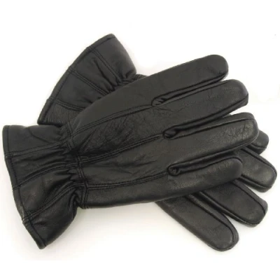 Image of Mens Thermal Lined Super Soft Fine Leather Warm Winter Dress Gloves Black Medium Large