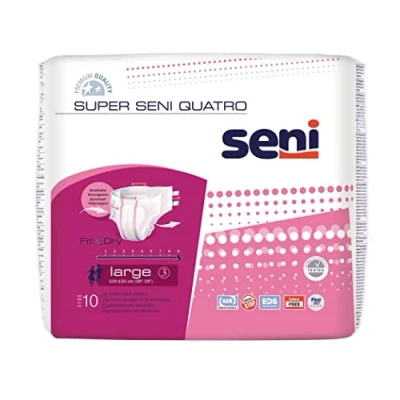 Image of 03151082 Super Seni Quatro Adult Nappies, Size Large, 4,200 ml (Pack of 60)