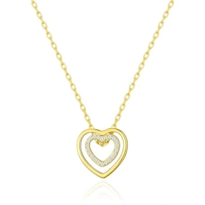 Image of Philip Jones Gold Plated Double Heart Necklace Created with Zircondia® Crystals