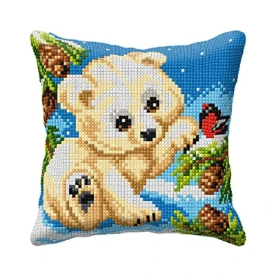Image of CUSHION White Bear Cross Stitch Kit: Cushion: Large: Orchidea
