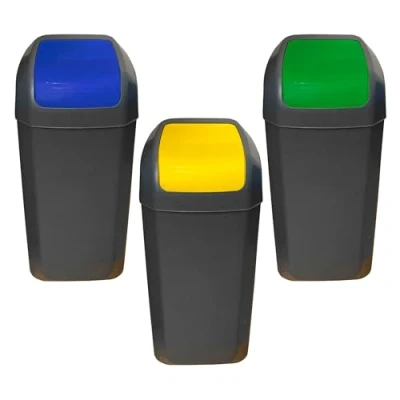 Image of WELL HOME MOBILIARIO &amp; DECORACIÓN Set of 3 Buckets 15 l/U Swing Bin Green, Blue and Yellow