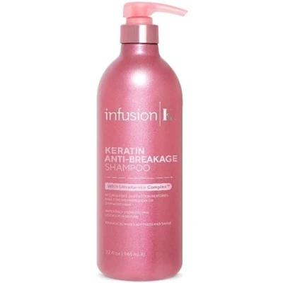Image of Infusion K Keratin Anti Breakage Shampoo with UltraKeratin Complex Strengthens Weak &amp; Damaged Hair Hydrates Moisturizes Color Safe, Paraben, Sulfate, Cruelty Free USA Made (32 oz)