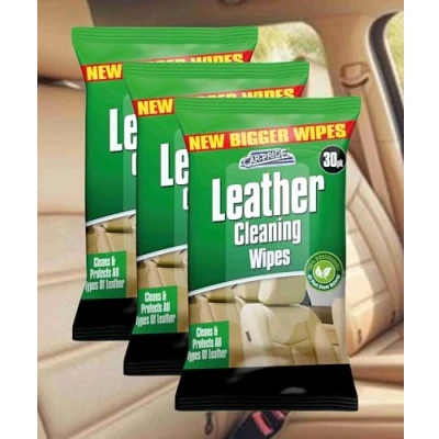 Image of Shop4allsorts leather cleaner wipes for cars interior wipe car seat clean away dirt and grime protect your 3 packs of 30 wipes.