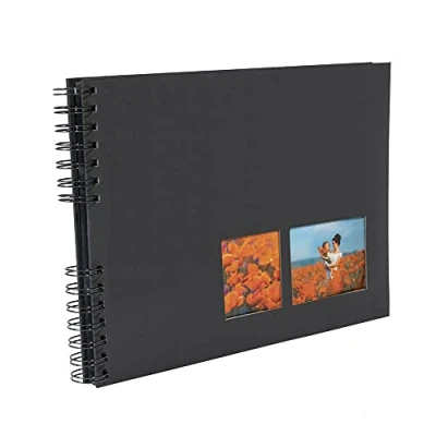 Image of Exacompta Ref 15006E MILANO Spiralbound Photo Album (50 Pages) 32 x 22cmin Size, Holds 150 Photos, 250gsm Black Card Pages, FSC Certified Paper Cover