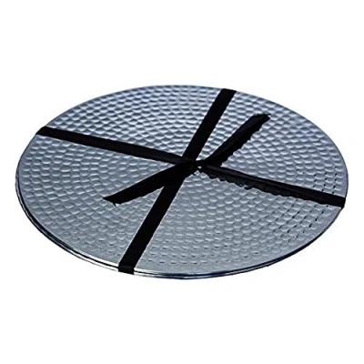 Image of The Just Slate Company Stainless Steel Flat Hammered Placemats, Set of 2, Silver, Size One