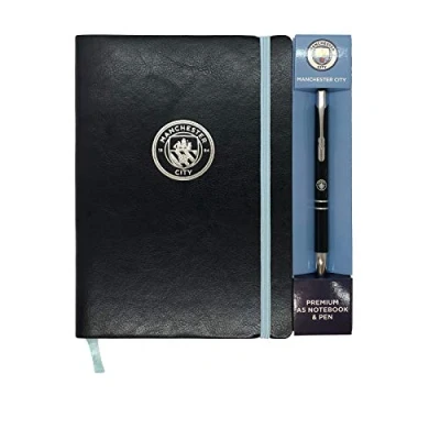 Image of Manchester City Notebook &amp; Pen A5 Executive Premium OFFICIAL Football Gift