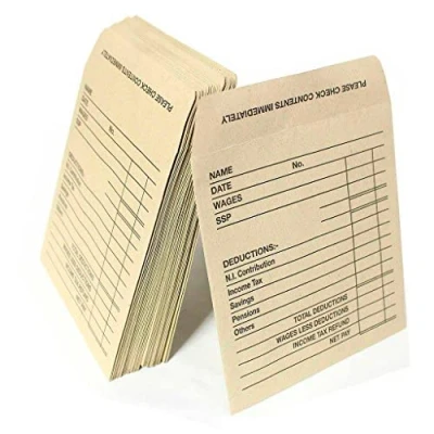 Image of Mailshack Small Brown Wage Envelopes Pre Printed and Self Sealing 102x108mm (4&quot;x4&quot;) (50)