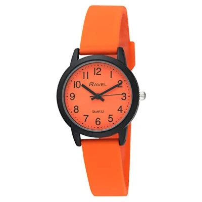 Image of Ravel Summer in Black Silicone Watch (30mm case) Analogue Quartz R1813.8 Vibrant Orange