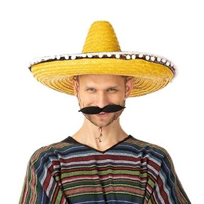 Image of Mexican Straw Sombrero Hat Fancy Dress Costume Fiesta