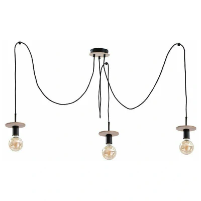 Image of Saturn Cluster Pendant Ceiling Light Natural, Black, 3x E27