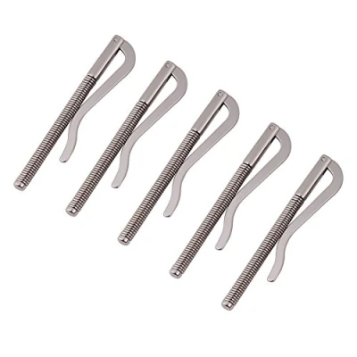 Image of 5 Packs Durable Slim Spring Loaded Bifold Money Clip Bar Nickel Plated Men&#039;s Wallet Accessories with Anti Slip Threaded Base for Genuine Leather Purse Credit Card Holder