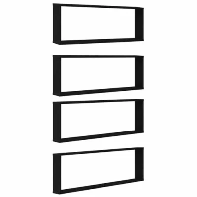 Image of vidaXL Wall Shelves Cube 4 Pieces Black Oak 100 x 15 30 cm Multilayer Shelf