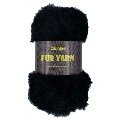 Image of Zarela Faux Fur Yarn Wool 50g (109 Black)