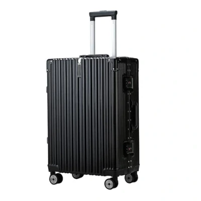 Image of Meoky Suitcase lightweight aluminum frame Carry on ABS+PC with 4 Wheels Hand Luggage,Black,20in