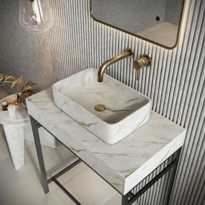 Image of Scudo Arabescato Countertop Cloakroom Basin 420 x 270mm Marble