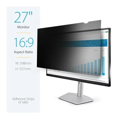 Image of StarTech.com Monitor Privacy Screen for 27 inch PC Display Computer Security Filter Blue Light Reducing Protector Film 16:9 WideScreen Matte/Glossy +/ 30 Degree (PRIVSCNMON27)