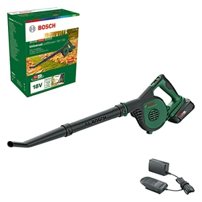 Image of Bosch Home and Garden Cordless Leaf Blower UniversalLeafBlower 18V 130 (for Fast Easy Outdoor Clearing; 18 Volt System; 1x 2.5Ah Battery Charger)