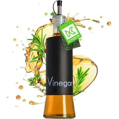 Image of KADAX Vinegar Dispenser, Glass White Bottle with Nozzle for Cooking, Kitchen Liquid Airtight Container (280 ml, Black)