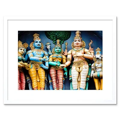 Image of Wee Blue Coo Hindu Deities Tamil Nadu India Statue God Framed Wall Art Print