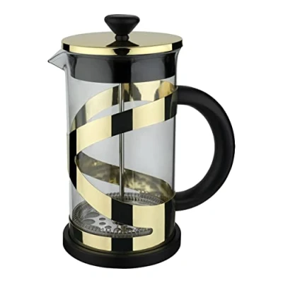 Image of Café Olé Classico Cafetiere, Gold Finish, 600ml, 5 Cup, French Press Coffee Maker, Heat Resistant Handle, Stainless Steel, CM 06G