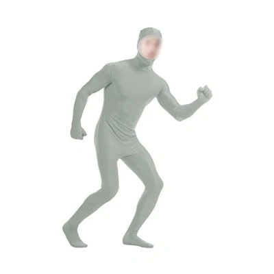 Image of lucky baby store Boys&#039; Mens Full Body Open Face Spandex Lycra Unitard Mask Zentai Costume Bodysuit (XL, light gray)