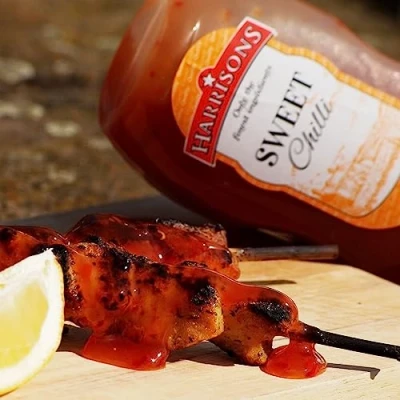 Image of Harrisons Sweet Chilli Sauce Bottles Pack of 2 Vegetarian Sauces 300 ml Each No Artificial Colour and Flavour Made in UK