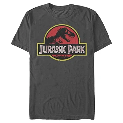 Image of Jurassic Park Men&#039;s Classic Movie Logo T Shirt, Charcoal, XL