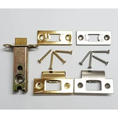 Image of 76mm (3&quot;) Heavy Duty Tubular Latch in Brass and Satin Stainless Steel