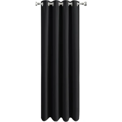 Image of Aspire Homeware Blackout Door Curtain for Living Room 84 inch Drop Eyelet Black Bedroom &amp; Drapes Windows Treatments Single Panel Out Thermal with Tie Back