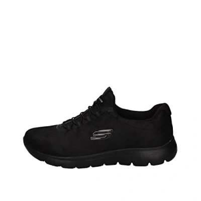 Image of Skechers Womens Summits Memory Foam Micro Leather Slip on Trainers Black 5