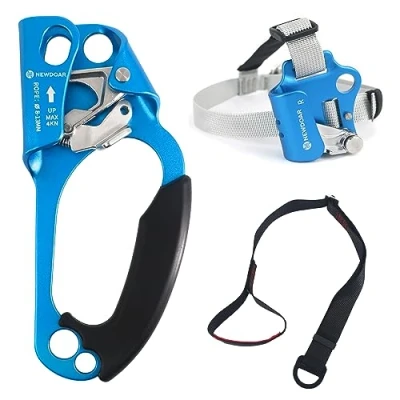Image of NewDoar UIAA &amp; CE Certified Hand Ascender Rock Climbing Tree Arborist Rappelling Gear Equipment Rope Clamp for 8 13MM Set Right Blue
