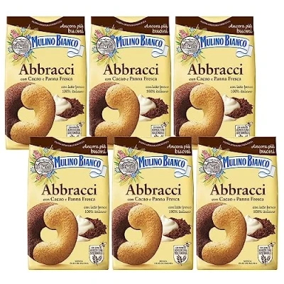 Image of MULINO BIANCO Abbracci crisp Italian pastries with a buttery cocoa flavour 350g x 6 packets (Abbracci, x6)